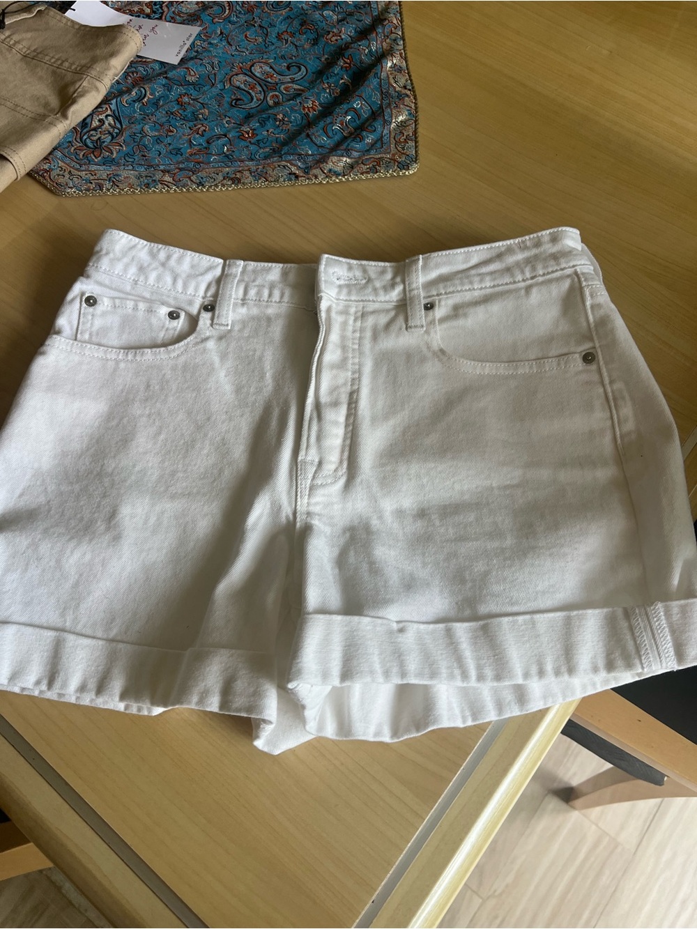 Women's High-Waist White Denim Shorts